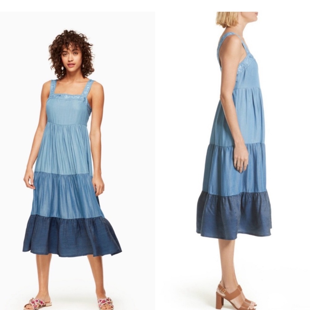 Kate Spade Blue Tiered Midi Dress